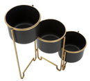 Porta Vasi 3 Oroy 68x22,5x55 cm in Ferro Nero e Oro-3
