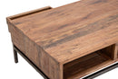 Tavolo da Caffè Yellowstone 118x70x40 cm in Legno di Acacia e Ferro Marrone e Nero-6