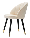 Sedia Loty Crema 57x58x80 cm in Legno e Velluto Crema, Oro e Nero-3