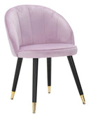 Sedia Loty Rosa 57x58x80 cm in Legno e Velluto Rosa Nero e Oro-1