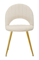 Set 2 Sedie Imbottite 52x48x78 cm in Tessuto Velluto Flex Crema e Oro-2