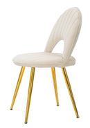 Set 2 Sedie Imbottite 52x48x78 cm in Tessuto Velluto Flex Crema e Oro-3
