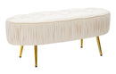 Panca Ovally Crema 102x40,5x42 cm in Legno e Velluto Crema e Oro-1