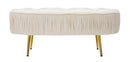 Panca Ovally Crema 102x40,5x42 cm in Legno e Velluto Crema e Oro-2