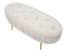 Panca Ovally Crema 102x40,5x42 cm in Legno e Velluto Crema e Oro-4