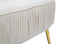 Panca Ovally Crema 102x40,5x42 cm in Legno e Velluto Crema e Oro-6