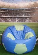 Poltrona a Sacco Pouf Ø100 cm in Similpelle Baselli Pallone da Calcio Celeste e Verde Menta-2