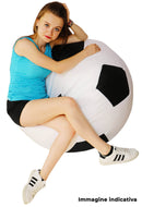 Poltrona a Sacco Pouf Ø100 cm in Similpelle Baselli Pallone da Calcio Celeste e Verde Menta-3
