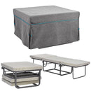 Pouf Letto Trasformabile Pieghevole con Materasso Rivestimento Grigio-1