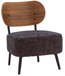 Poltrona Imbottita 58x64x72 cm in Legno e Tessuto Ora Nera-1