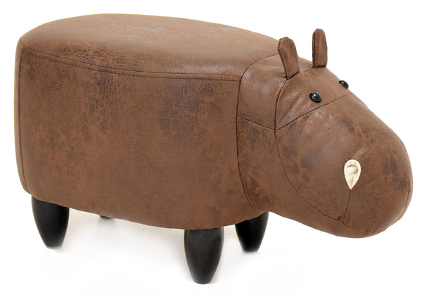 Pouf a Forma di Ippopotamo 60x30x36 cm in Similpelle Hippo Brown Marrone prezzo