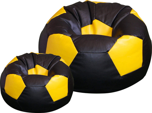 Poltrona a Sacco Pouf Ø100 cm in Similpelle con Poggiapiedi Baselli Pallone da Calcio Nero e Giallo acquista