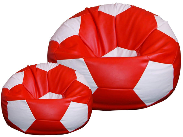 Poltrona a Sacco Pouf Ø100 cm in Similpelle con Poggiapiedi Baselli Pallone da Calcio Rosso e Bianco online