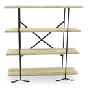 Scaffale 4 Ripiani 120x34x120 cm in Ferro e Legno Zen Nero-2